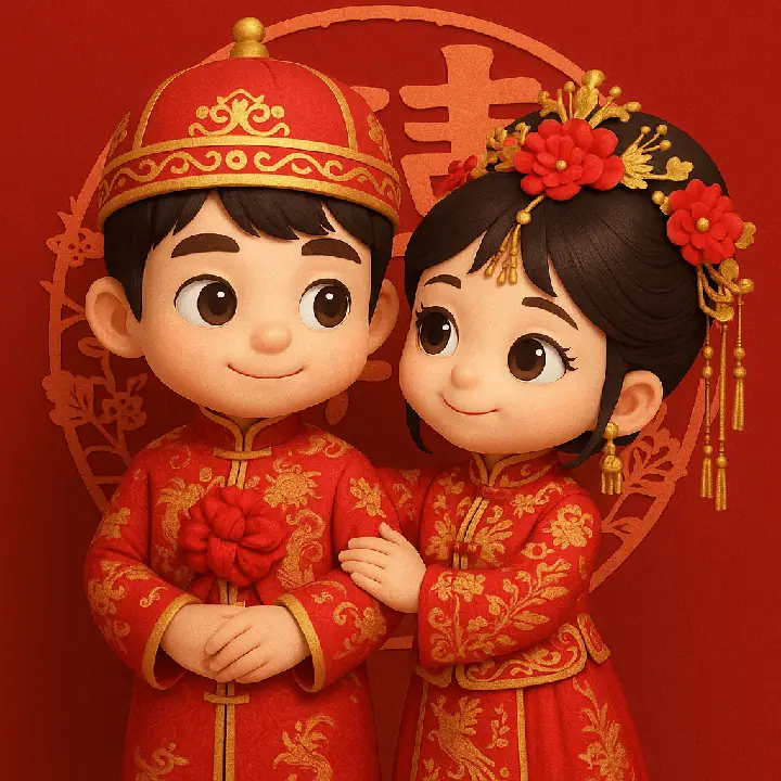 3D Q版中式婚礼图 · @balconychy 的来源效果图