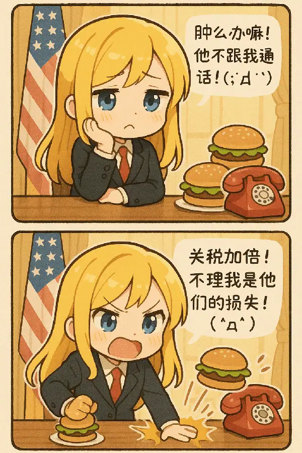 日系双格漫画 (少女总统红温了) · @hellokaton 的来源效果图