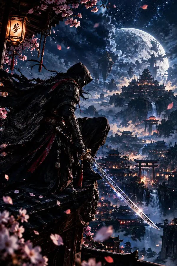 寺庙屋顶兜帽刺客奇幻艺术 · Aryan v 的来源效果图