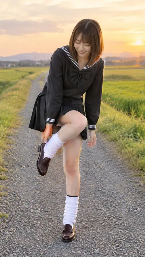 乡间小路上低头看鞋的女孩 · 川越あい(ラブりんって呼んでෆ) 的来源效果图