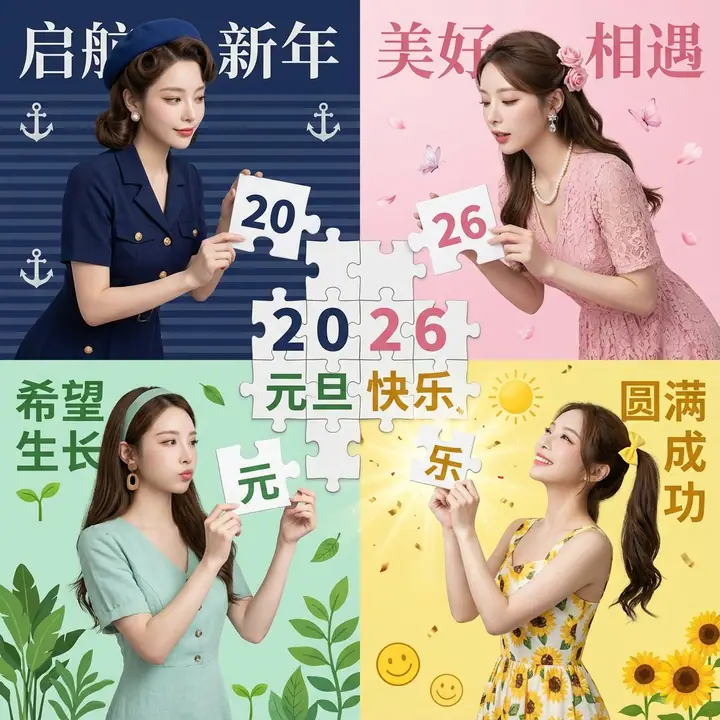 2026 祝福四格拼图 · 松果先森 的来源效果图