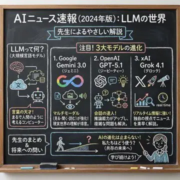 黑板风格的 AI 新闻摘要 · ひでもん | AI開発@ニュース発信 的来源效果图
